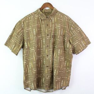 Woolrich Short Sleeve Canoe Print Shirt‎ Brown Size XL